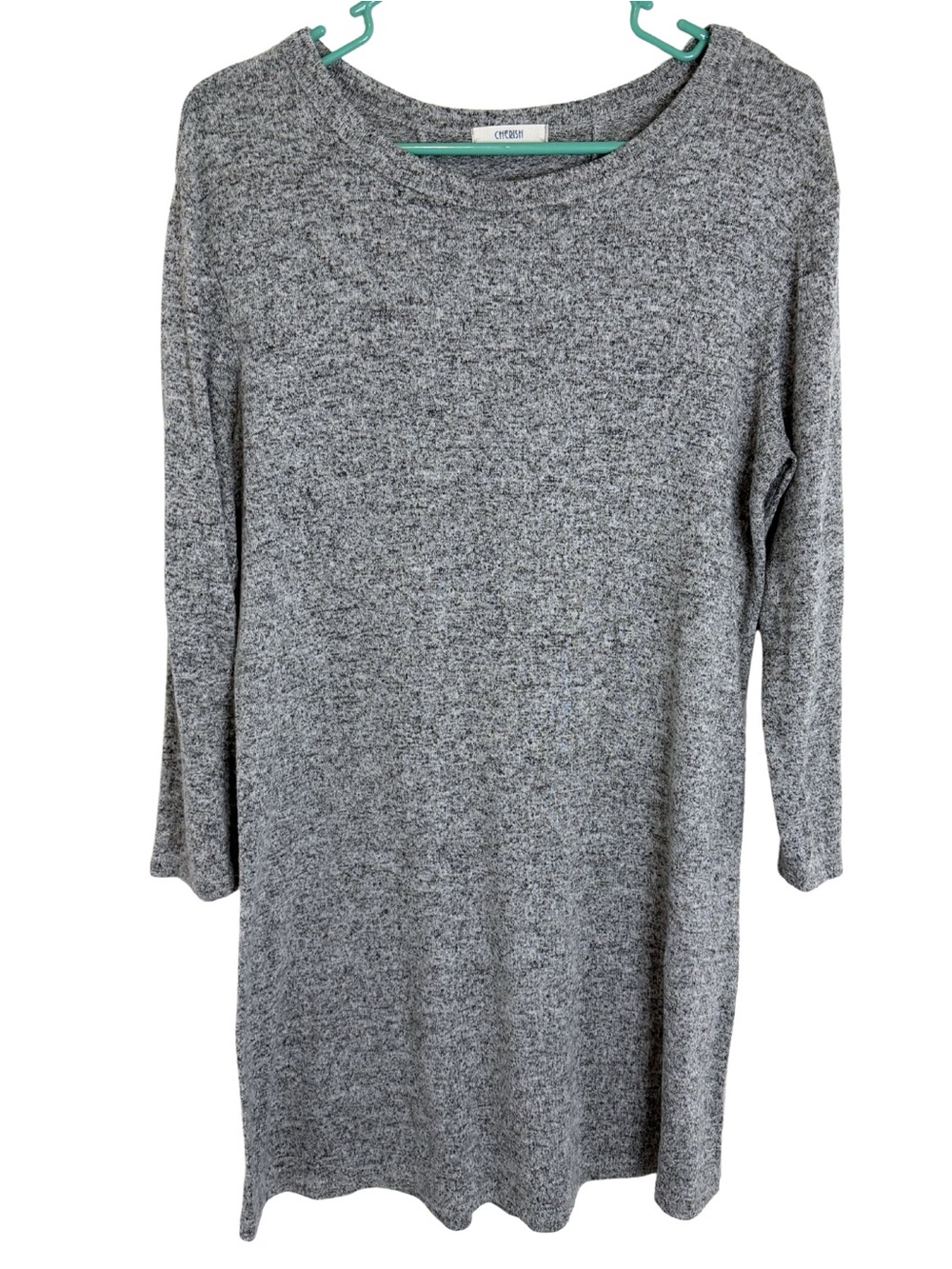 3/$20 Cherish Heather Gray Long Sleeve Knee Length Knit Dress Size Medium